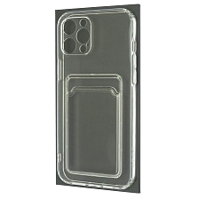 Чехол накладка CARD CASE для APPLE iPhone 12 Pro MAX (6.7"), силикон, отдел для карт, цвет прозрачный