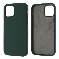 Чехол накладка Silicon Case для APPLE iPhone 12, iPhone 12 Pro, силикон, бархат, цвет темно зеленый