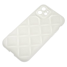 Чехол накладка для APPLE iPhone 12 (6.1"), силикон, 3D ромб, цвет белый