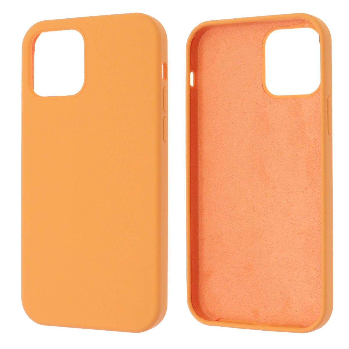 Чехол накладка Silicon Case для APPLE iPhone 12, iPhone 12 Pro, силикон, бархат, цвет папайя