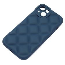Чехол накладка для APPLE iPhone 14 (6.1"), силикон, 3D ромб, цвет темно синий