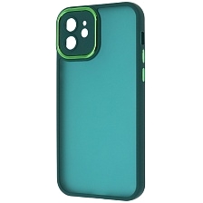 Чехол накладка KING для APPLE iPhone 12 (6.1"), силикон, пластик, защита камеры, цвет окантовки темно зеленый