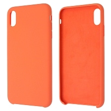 Чехол накладка Silicon Case для APPLE iPhone XS MAX, силикон, бархат, цвет оранжевый