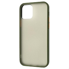 Чехол накладка SKIN SHELL для APPLE iPhone 12 (6.1"), iPhone 12 Pro (6.1"), силикон, пластик, цвет окантовки хаки