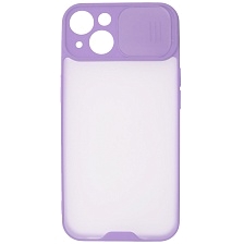 Чехол накладка LIFE TIME для APPLE iPhone 13 (6.1), силикон, пластик, матовый, со шторкой для защиты задней камеры, цвет окантовки сиреневый