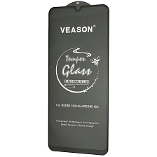 Защитное стекло VEASON Tempered Glass для XIAOMI Redmi 10C, Redmi 12C, Redmi A3, XIAOMI POCO C40, POCO C55, цвет окантовки черный