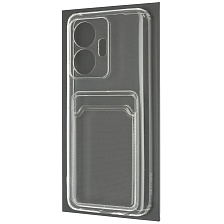 Чехол накладка CARD CASE для VIVO T1, силикон, отдел для карт, цвет прозрачный