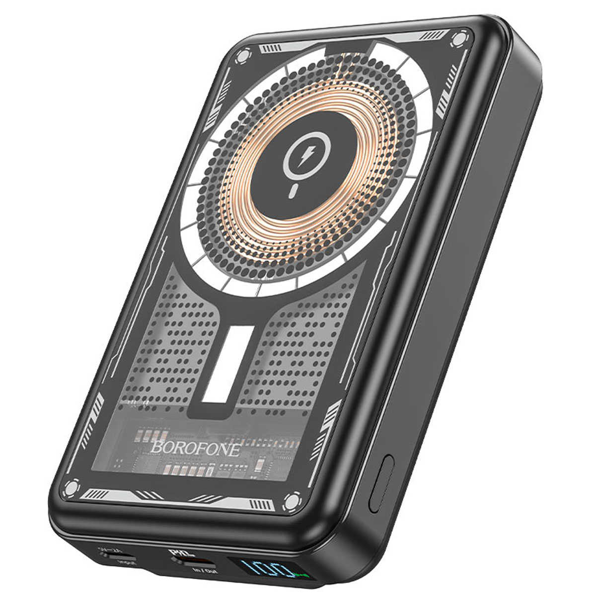 Внешний портативный аккумулятор, Power Bank BOROFONE BJ29 Discovery Edition, беспроводная зарядка, 10000 mAh, PD20W, LED дисплей, цвет черный