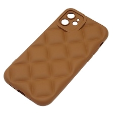 Чехол накладка для APPLE iPhone 12 (6.1"), силикон, 3D ромб, цвет коричневый