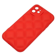 Чехол накладка для APPLE iPhone 12 (6.1"), силикон, 3D ромб, цвет красный