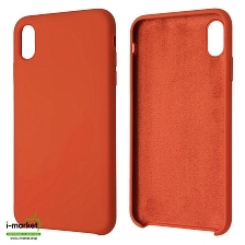 Чехол накладка Silicon Case для APPLE iPhone XS MAX, силикон, бархат, цвет темно оранжевый