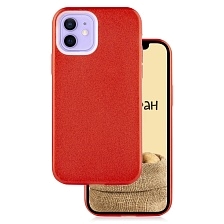 Чехол накладка Shine для APPLE iPhone 12 (6.1"), iPhone 12 Pro (6.1"), силикон, блестки, цвет красный