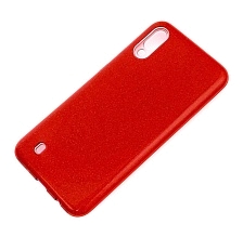 Чехол накладка Shine для SAMSUNG Galaxy M10 (SM-M105), силикон, блестки, цвет красный.