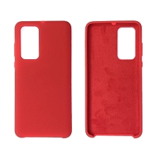 Чехол накладка Silicon Cover для HUAWEI P40 (ANA-NX9), силикон, бархат, цвет красный.