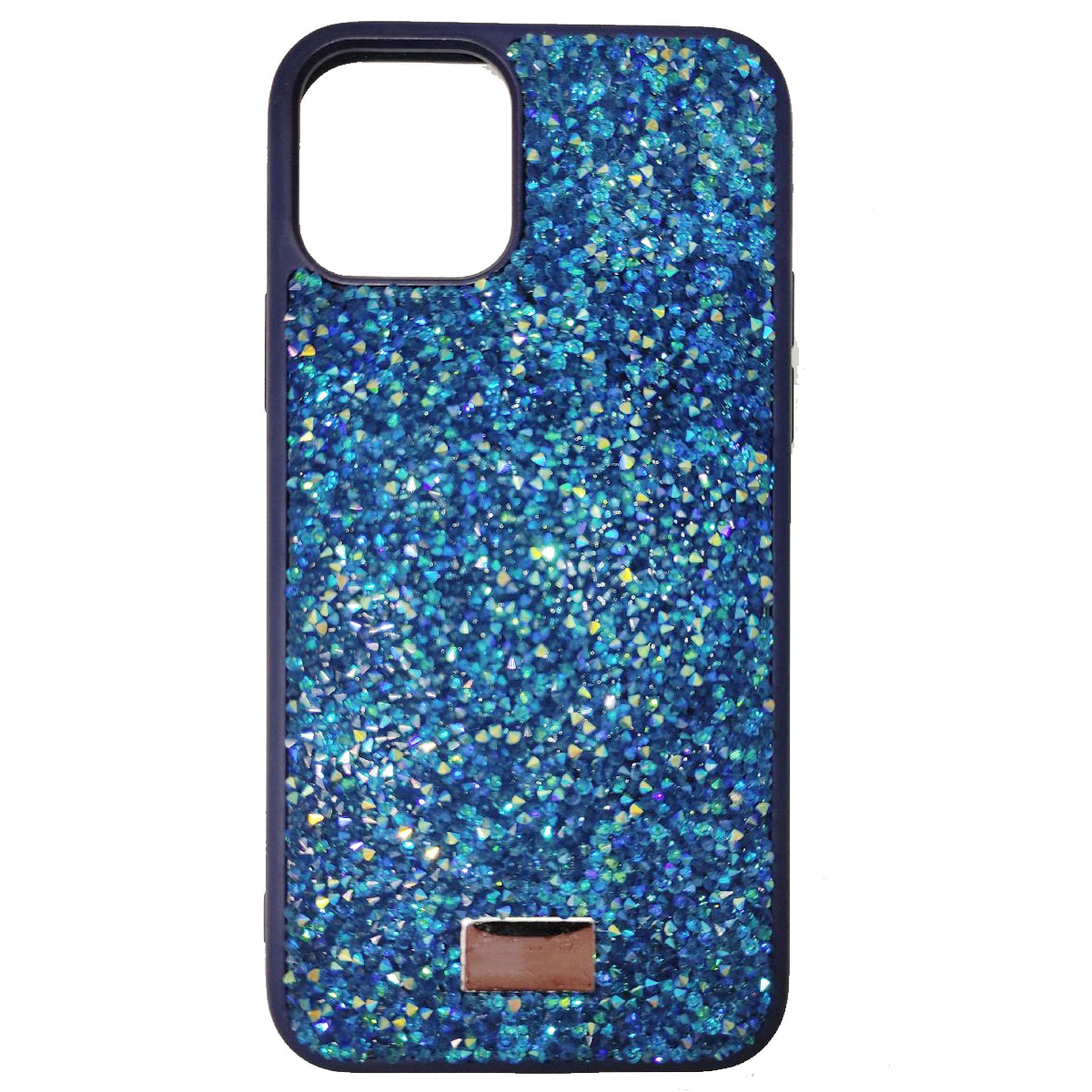 Чехол накладка для APPLE iPhone 12 (6.1"), iPhone 12 Pro (6.1"), стразы, цвет темно синий
