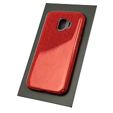 Чехол накладка Shine для SAMSUNG Galaxy J2 Pro 2018 (SM-J250), силикон, блестки, цвет красный