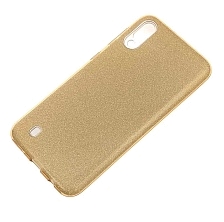 Чехол накладка Shine для SAMSUNG Galaxy M10 (SM-M105), силикон, блестки, цвет золотистый.