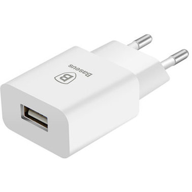 Сетевое зарядное устройство Baseus USB Wall Charger Letour 2.1A,  цвет белый.