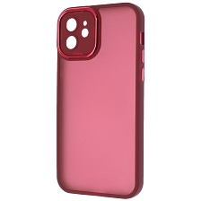 Чехол накладка KING для APPLE iPhone 12 (6.1"), силикон, пластик, защита камеры, цвет окантовки бордовый