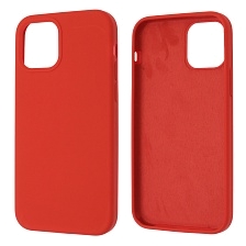 Чехол накладка Silicon Case для APPLE iPhone 12, iPhone 12 Pro, силикон, бархат, цвет красный