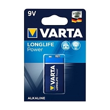 Батарейка VARTA LONGLIFE POWER 9V 6LR61/6LF22 BL-1 (4922) (1/10/50), алкалиновая
