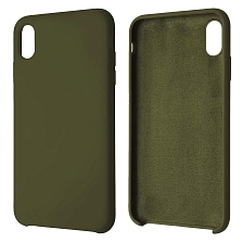 Чехол накладка Silicon Case для APPLE iPhone XS MAX, силикон, бархат, цвет болотный