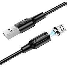 Магнитный зарядный кабель BOROFONE BX41 Amiable Micro USB, 2.4А, длина 1 метр, силикон, цвет черный