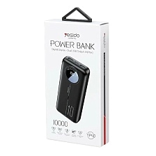 Внешний портативный аккумулятор, Power Bank YESIDO YP40, 10000 mAh, LED дисплей, цвет черный