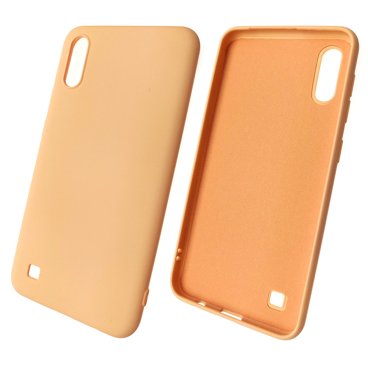 Чехол накладка Soft Touch для SAMSUNG Galaxy A10 (SM-A105), силикон, цвет персиковый.