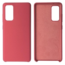 Чехол накладка Silicon Cover для SAMSUNG Galaxy S20FE, силикон, бархат, цвет красная роза