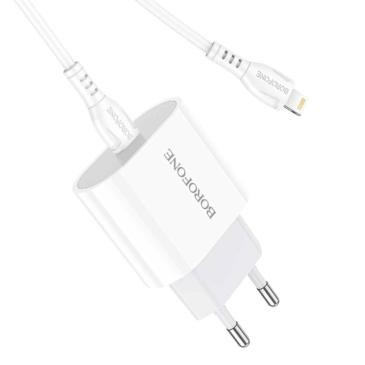 СЗУ (Сетевое зарядное устройство) BOROFONE BA61A Origin c кабелем USB Type C на Lightning 8 pin, 10.5W, длина 1 метр, цвет белый