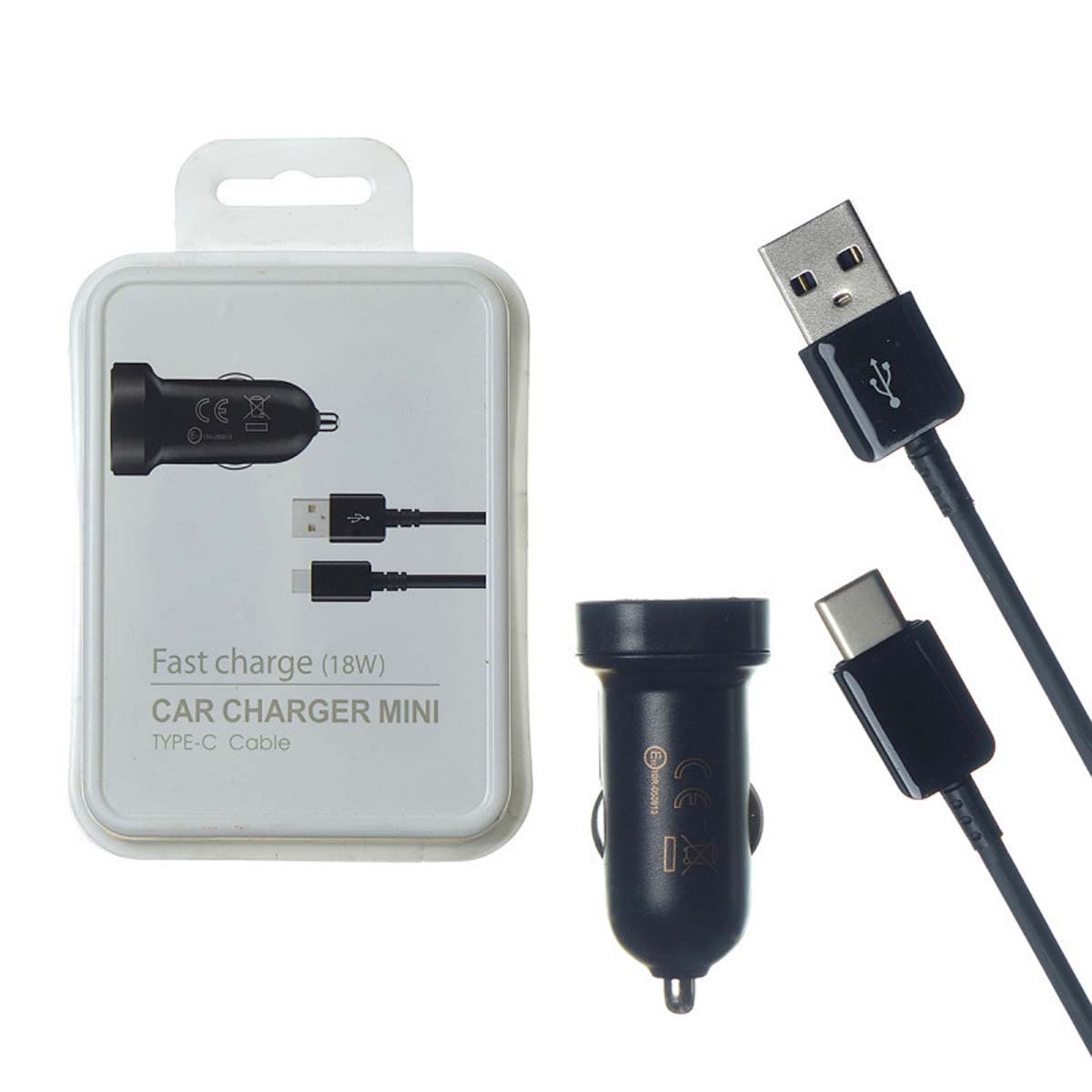 АЗУ(Автомобильное зарядное устройство) S7 EP-LN930 c кабелем USB Type C, 2A, длина 1 метр, цвет черный