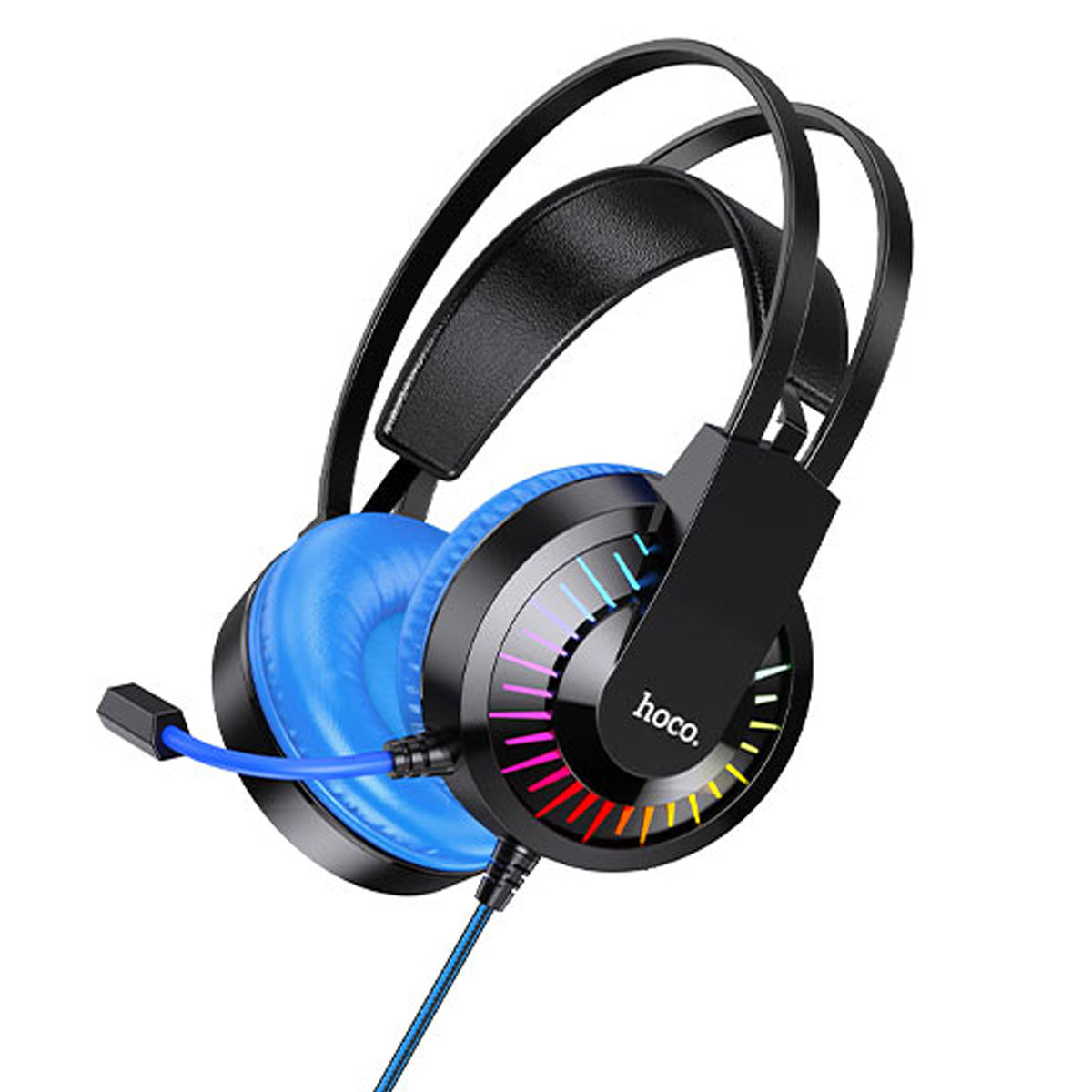Игровая гарнитура (наушники с микрофоном) проводная, полноразмерная, HOCO W105 Joyful gaming, подсветка, цвет синий