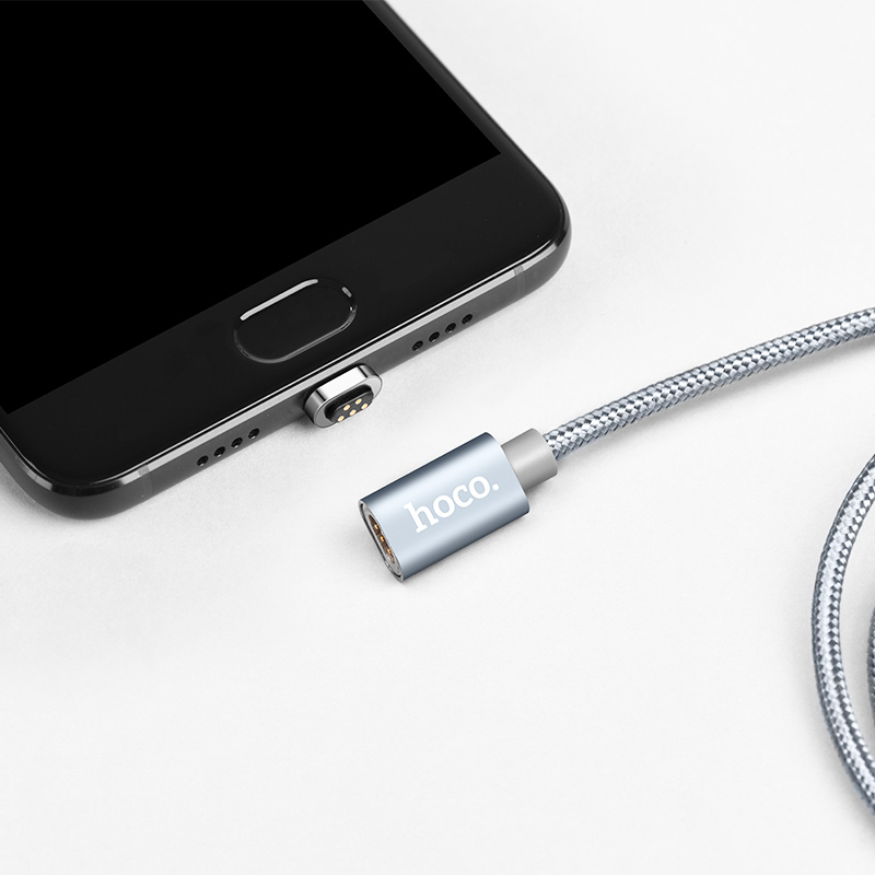 HOCO U40A магнитный кабель-USB magnetic adsorption Type-C, 1.2 метра, цвет графитовый металл.